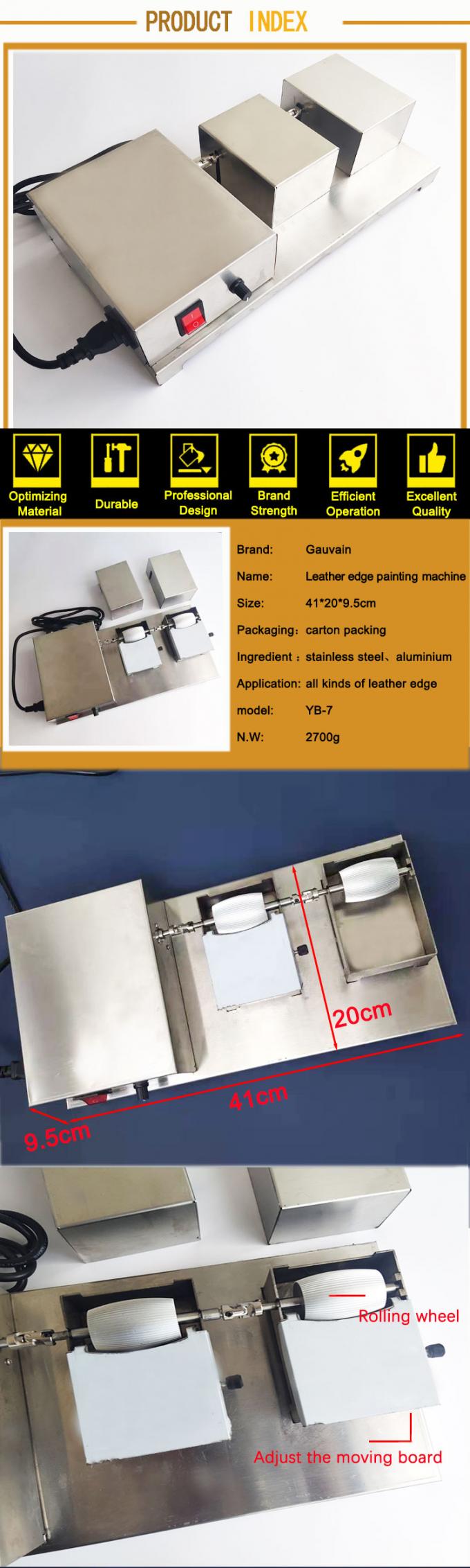 Electric Double Roller Leather Edge Dyeing Machine for Belt Bags Easy to Clean 6