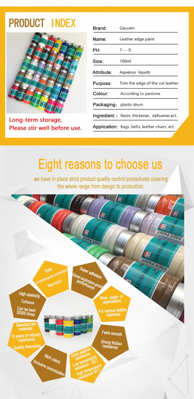 Professional Water Based Natural Leather PU Belts Handbags Remarkable Adhesion Edge Colorant 2