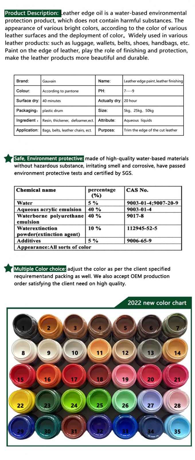 Factory Manufacturers Bags Shoes Coating Agent Color Leather Edge Painting Ink Water Based Leather Edge Paint 4